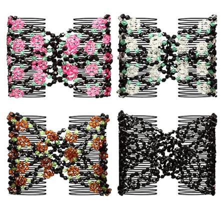 4 stk. Pigehårbøjler Små Bananklips Kvinder Hårklemme Metal Hår Sidekam Perler Hårkam Assorteret Farve 12X7.5CM Assorted Color 12X7.5CM