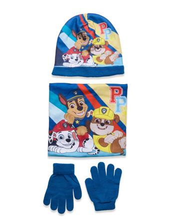 Set 3 Pcs Bonnet+Collar+Gloves Blue Paw Patrol