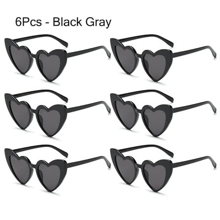 6 st Hjärtformade Solglasögon Kärlek Hjärta Solglasögon 6 STK - SVART[GP] 6 st - Svart Grå 6 st - Svart Grå