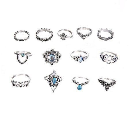 13-delat Boho Ihåligt Stacking Ring Set Knuckle Midi Spets Finger Party Kvinnor Smycken