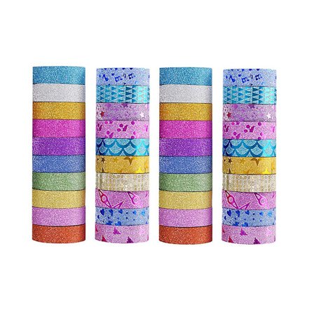 40 ruller glitter tape klistermærker papir klæbebånd DIY dekorativ etiket håndværk til kontor skole