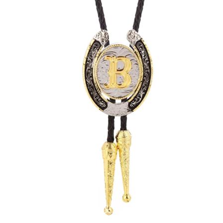 Vintage Bolo Tie til mænd - Initial Letter ABCDMJR til Z Western Cowboy Bolo Tie til kvinder