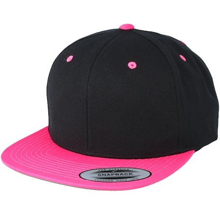 Yupoong - Preto snapback Boné - Black/Neon Pink Snapback @ Hatstore