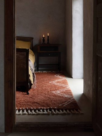 Shaggy Rug Wool Rifka Rust Red/Off White Oeko-Tex