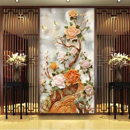 DIY blomster skog diamantmaleri, flere størrelser