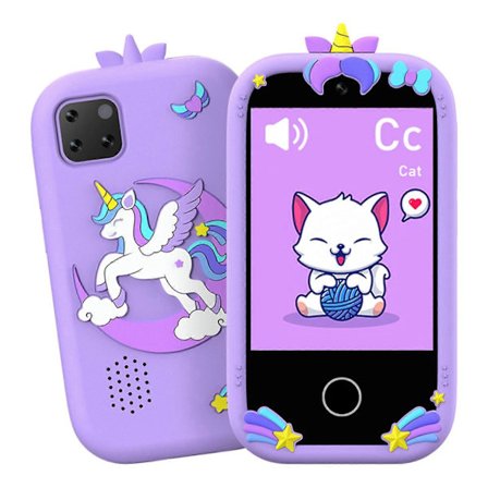 Smarttelefon til børn med dobbeltkamera, touchscreen HD-mobiltelefon med dobbeltkamera til børn, til indendørs og udendørs brug