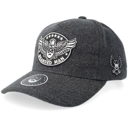 Bearded Man - Grey adjustable Czapka Z Daszkiem - Eagle Logo Wool Charcoal A-frame Adjustable @ Hatstore
