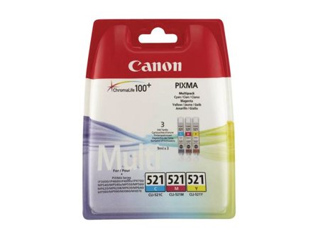 Canon Bläckpatron PIXMA CLI-521, 2934B010, ChromaLife100+-bläck cyan, magenta, gul, multiförpackning - Lyreco - Toner och bläck - Bläckpatroner - 