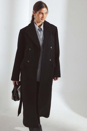 NA-KD Classic Wool Blend Coat - Frakker - Sort - EU 44