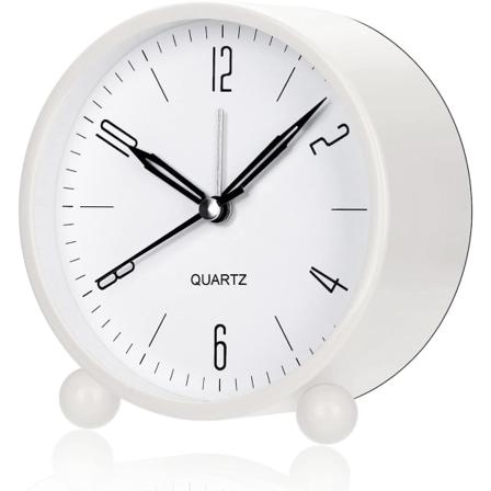Alarmklokke, Super Silent Non Ticking Liten Klokke med Nattlys, Batteridrevet, Enkelt Design
