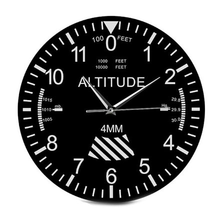 Høydemåler Veggklokke Sporing Pilot Fly Fly Høyde Måling Veggur Moderne Klassisk Instrument Hjemmeinnredning