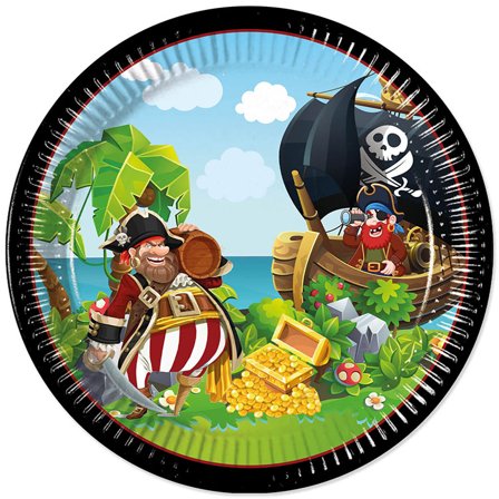 Piratkalas Papperstallrik 23 cm 8-pack - Partyninja.se