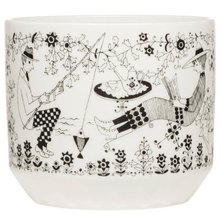 Arabia Emilia krukke 12 x 14 cm, svart/hvit' - 'Hvit & sort