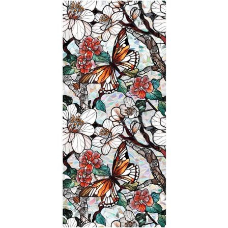 Vinduesfilm med blomster – frostet statisk privatlivsfilm med solbeskyttelse, selvklæbende glasfilm 43x100 cm_TF_TF