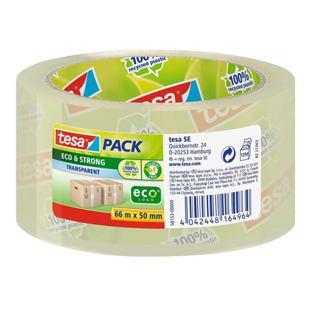 TESA Packtejp Eco & Strong 50mmx66m klar - Lyreco - Emballage och lagerutrustning - Packtejper - Packtejp PP