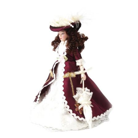 1/12 Dukkehus miniature porcelæn dukker klassisk dame dukke med hat