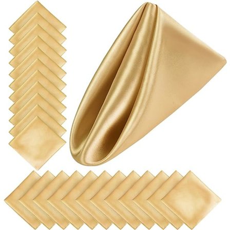 24 Satin Servietter Kvadratiske Middags Servietter Bryllup Fest Servietter Myke Bord Servietter for Romantiske Bryllup Fest Middag Dekorasjon (Gull)