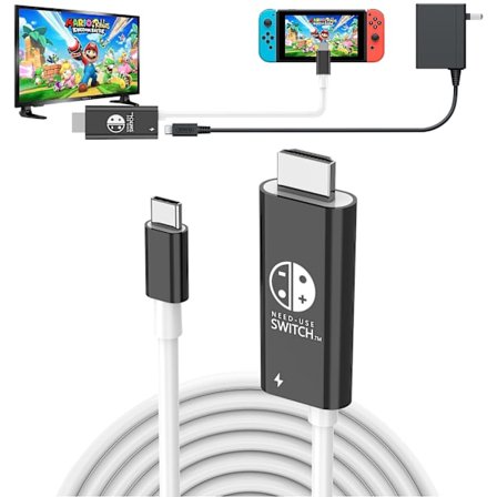 USB C til HDMI-kabel for Nintendo Switch/OLED, 3-i-1-kabel med