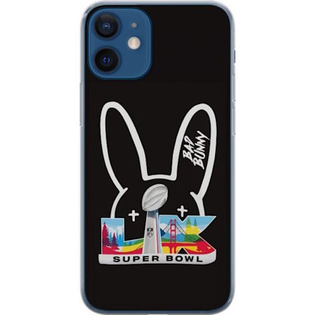 Kompatibelt Mobildeksel til Apple iPhone 12 Bad Bunny portrett med åpen skjorte, tatoveringer og krøllete hår i stilfull motefotografering