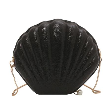 Mote-skuldervesker for skjellveske med kjede-skulderstropp, crossbody-vesker for kvinner, svart