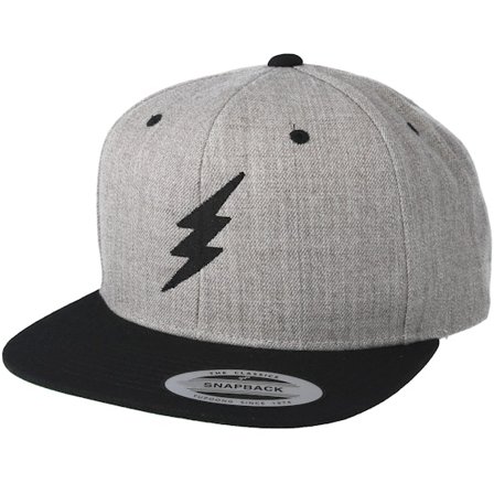 Rave - Šedá snapback Kšiltovka - Bolt Heather Grey/Black Snapback @ Hatstore
