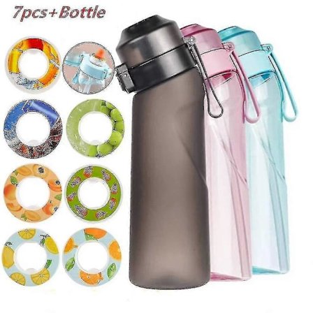 Smagstils Vandflaske Med 7 Smagspods Air Water Up Flaske Frost Sort 650ml Air Starter Up Sæt Vandkop Til Camping Sport