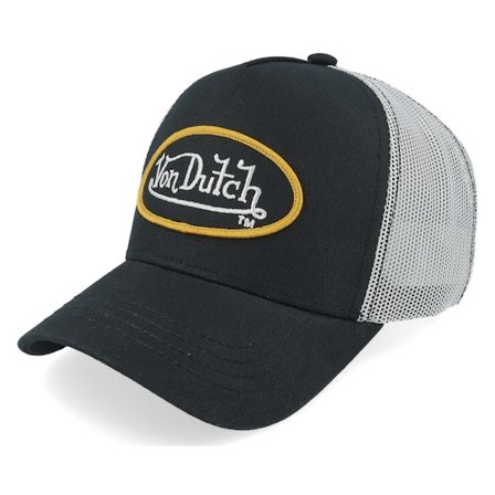 Von Dutch - Zwart trucker Cap - Oval Patch Black/Grey Trucker @ Hatstore
