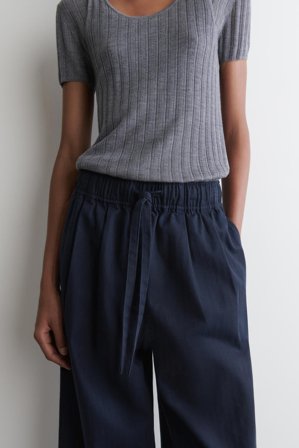 COS Women's Pantaloni Affusolati In Cotone Con Coulisse in Blu