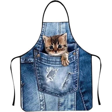 Vanntett Forkle, 61x80 cm Søtt Katteforkle med Justerbar Stropp for Matlaging, Hagearbeid, Grill, Katt