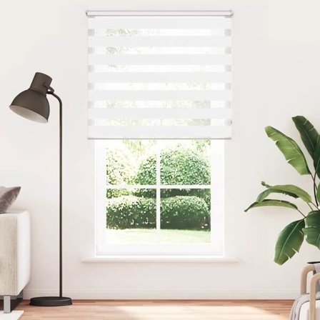 vidaXL Rullgardin randig vit 120 x 230 cm transparent