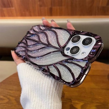 Etui til iPhone 17 Pro Max Lilla | Blad + Gradient Glitter Papir