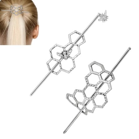 Honeycomb Hårklemmer Hårnåle, Minimalistisk Bi Hårnål Barrette med Pind, Bi-elsker Gave Metal Hårnål med Pind, Kreativt Hårtilbehør