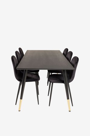 Venture Home - Ruokailuryhmä Doris ja ruokapöydän tuolit Penally - Musta - Ruokailuryhmä 6 hengelle - - Homeroom