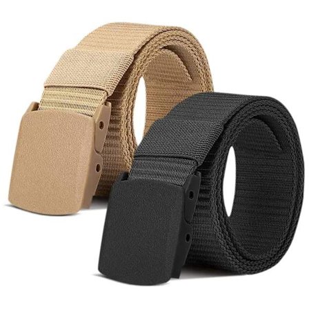 2 stk Nylon Canvas Belte for Menn og Kvinner, Lettvekts Nylonbelte, Justerbart Nylon Canvas Stoffbelte med Hurtigspenne, Lengde 130 cm, 2 Farger