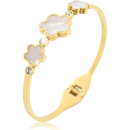 18k guld, armband med femklöver för kvinnor, femblommig vårarmband bleknar inte manschettarmband smycken