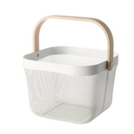 Metal Mesh Stålkurv Oppbevaringsorganiseringskurv HVIT