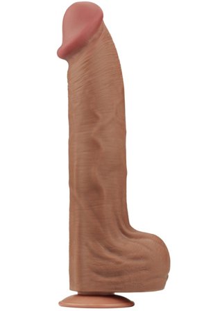 Lovetoy Sliding Skin Dual Layer Dildo Brown 36 cm XL dildo