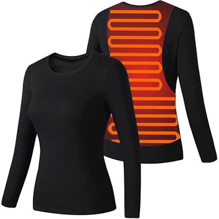 Oppvarmet termisk undertøy, USB elektrisk oppvarmet termisk langarmet T-skjorte supermyk baselag termisk topp - Perfekt