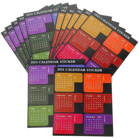 12 ark 2024 Kalender Klistermärken Månadsschema Kalender Självhäftande Flikar för Planerare Journal Anteckningsbok Klistermärken