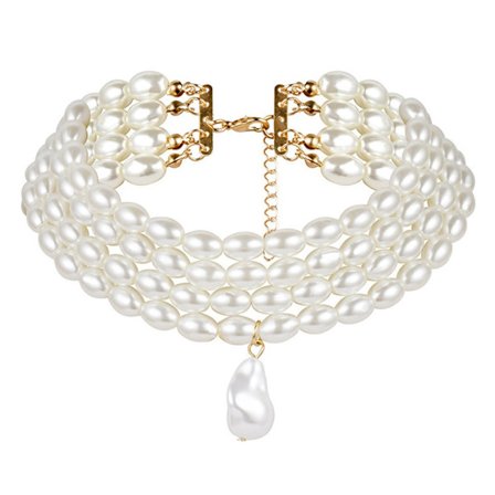 Multilags Perlehalskæde Vintage Imitationsperle Choker Halskæde Flerstrengs Perle Choker Halskæder Bryllupssmykker