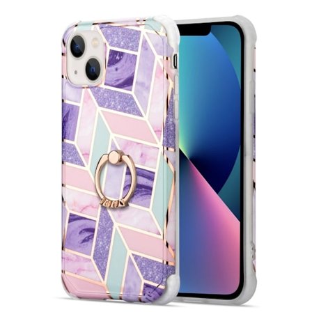 Marmormotiv iPhone 13 skal - Kakel I Lila Blått Och Rosa