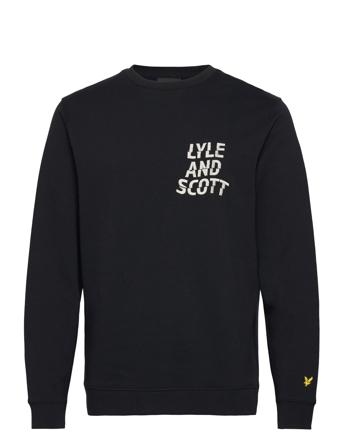 Ripple Logo Crewneck Sweat-shirt Genser Svart Lyle & Scott*Betinget Tilbud