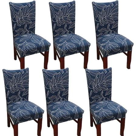 Ruokailutilan Tuolin Päällinen, 6 Kpl Setti, Venyvä Irrotettava Pesu Ruokailutuolin Suoja Koriste Kansi Istuintyynyn Päällinen