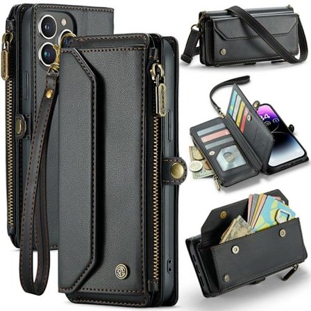 CASEME iPhone 14 Pro Max Wallet Case RFID Blocking Stand - Black