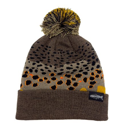 RepYourWater Knit Hat Merino Blend, Pom Pom Brown Trout Skin