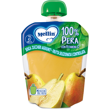 Mellin Merenda Pouch Pera 90g 6Mesi+