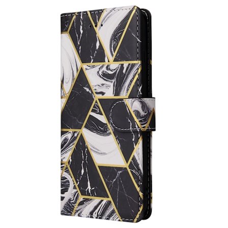 Fodral för Samsung a52 5g svart marmor sömnad läder kortplatser