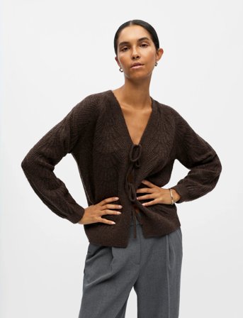 Object Objflora Re L/S Knit Cardigan Noos - Brown - XS