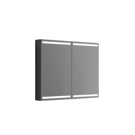 Dansani Luna Level Spegelskåp 100 cm, med ljusstyrning Svart matt, Badrum