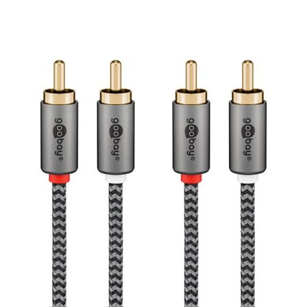 GOOBAY Ljudkabel 2 RCA-hanar guld nylonflätad 5m